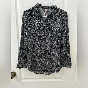 Grand&Greene, Black & White Polka Dot Button Down Shirt (Size S)